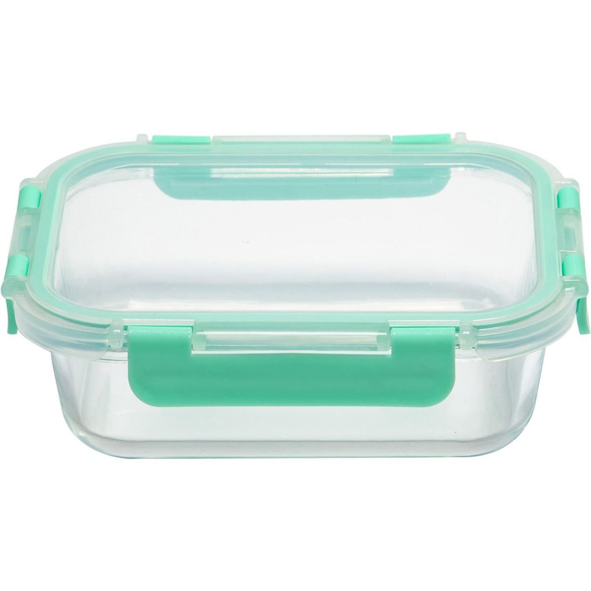 Contenedor de vidrio rectangular con tapa clip 650 mililitros, marca Just Home Collection - Foto Principal