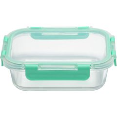 Contenedor de vidrio rectangular con tapa clip 650 mililitros
