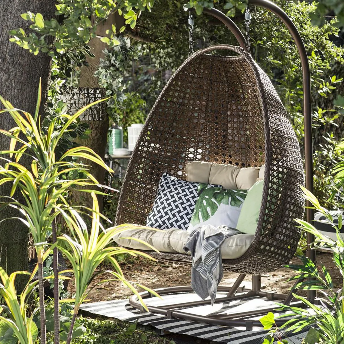 Just Home Collection - Sillón Colgante de Rattan 2 Personas
