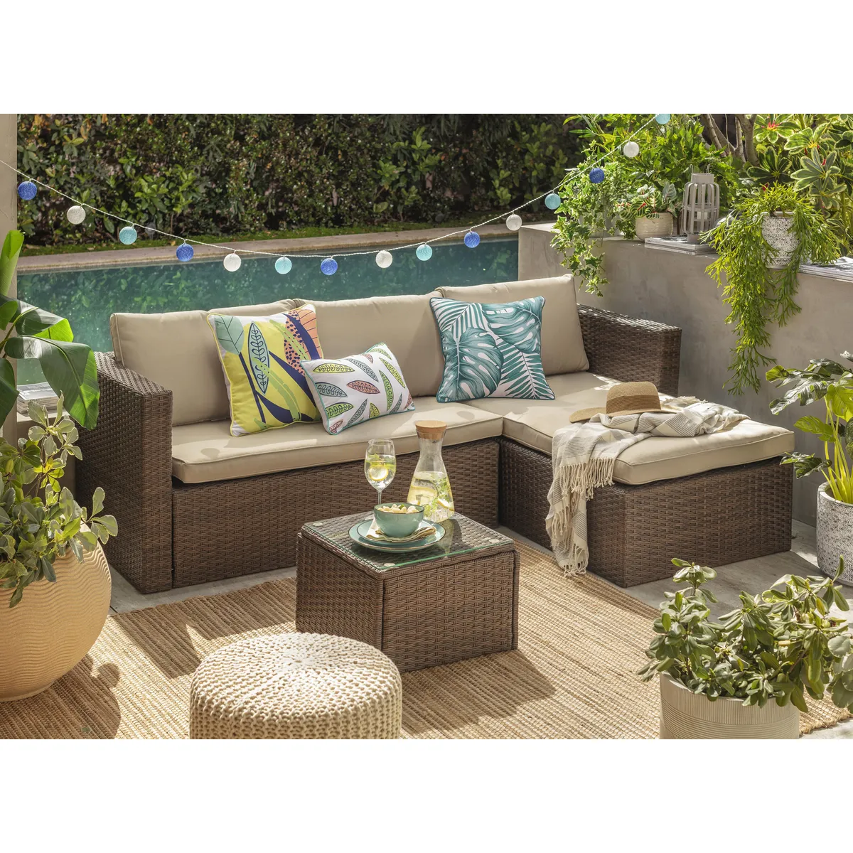 Just Home Collection - Sala de Exterior Livorno 3 Piezas