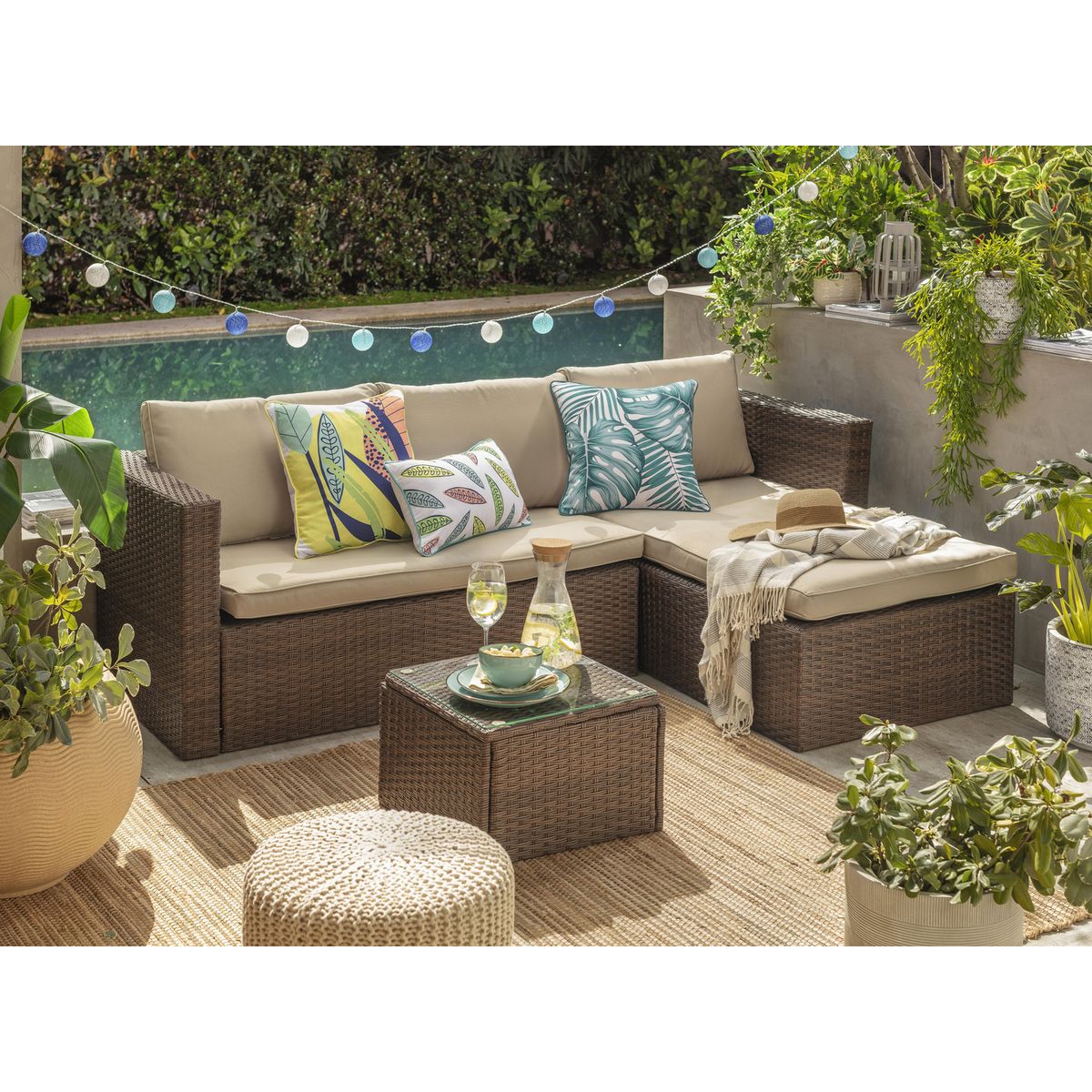 Just Home Collection - Sala de Exterior Livorno 3 Piezas