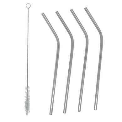 Juego de 4 popotes reutilizables de acero inoxidable