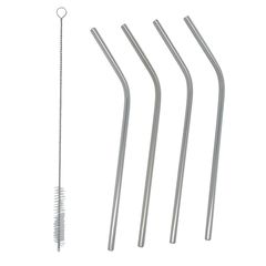 Juego de 4 popotes reutilizables de acero inoxidable