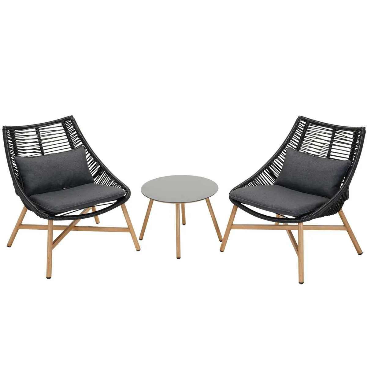 Just Home Collection - Juego de Balcón Bruselas 3 Piezas Ratán