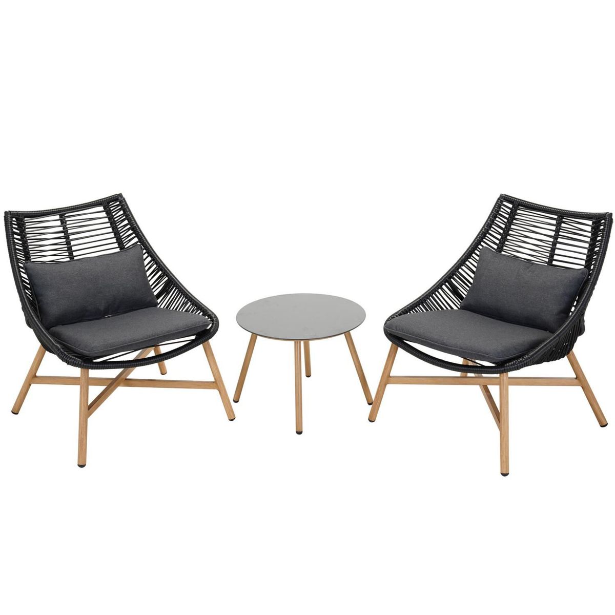 Just Home Collection - Juego de Balcón Bruselas 3 Piezas Ratán