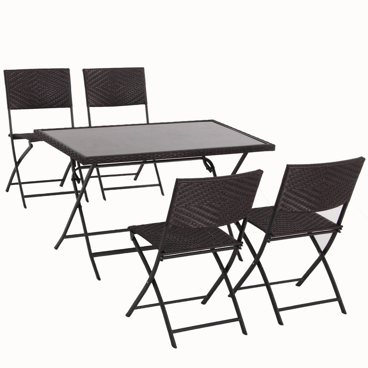Just Home Collection - Comedor de Exterior Plegable Parma Ratán 4 Personas