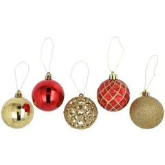 Juego de 40 Esferas Navideñas Color Dorado y Rojo 6 cm