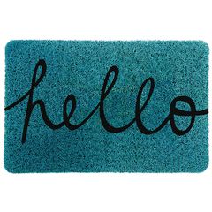 Tapete para entrada Hello Aqua de 40 x 60 cm Azul