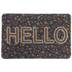 Tapete para entrada Hello Flores de 40 x 60 cm Multicolor