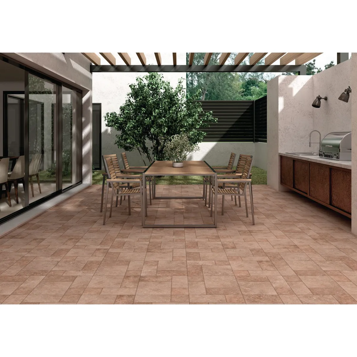 Porcelanite - Piso Cerámico Brenta Rojo 44X44 Fd Sm1A