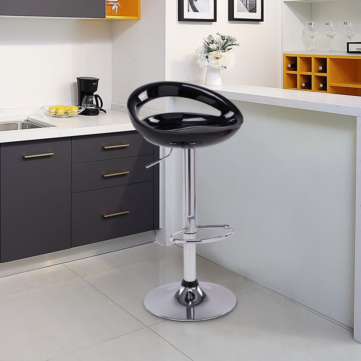 Silla Bar media luna negra, marca Just Home Collection - Foto 2