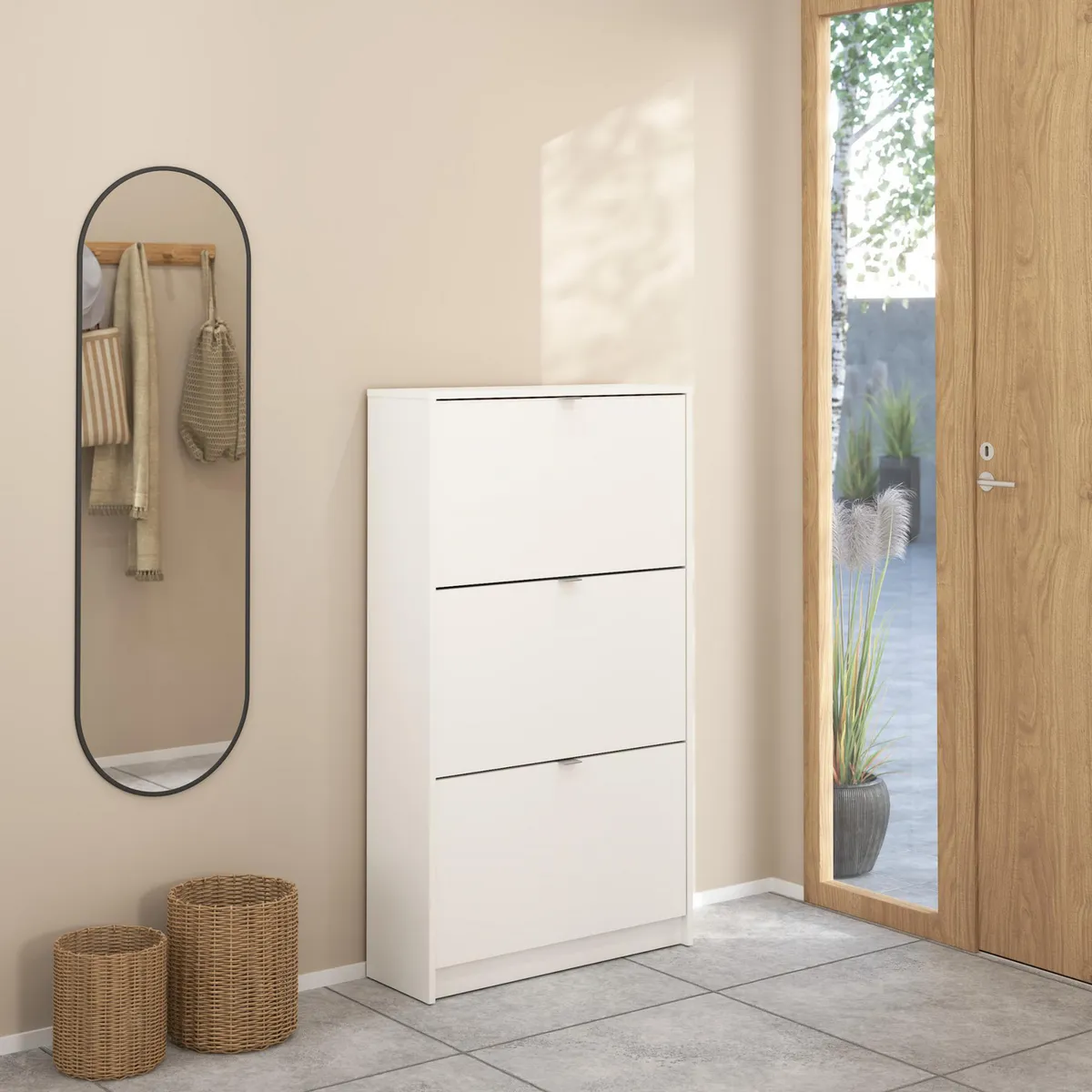 Alterego - Zapatera con 3 compartimentos Blanco