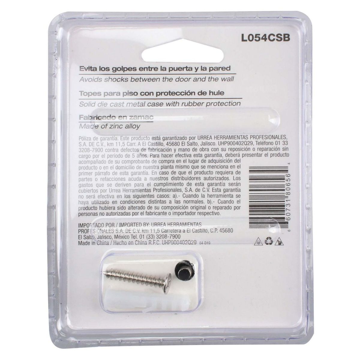 Lock - Tope puerta catarina cromo satinado.