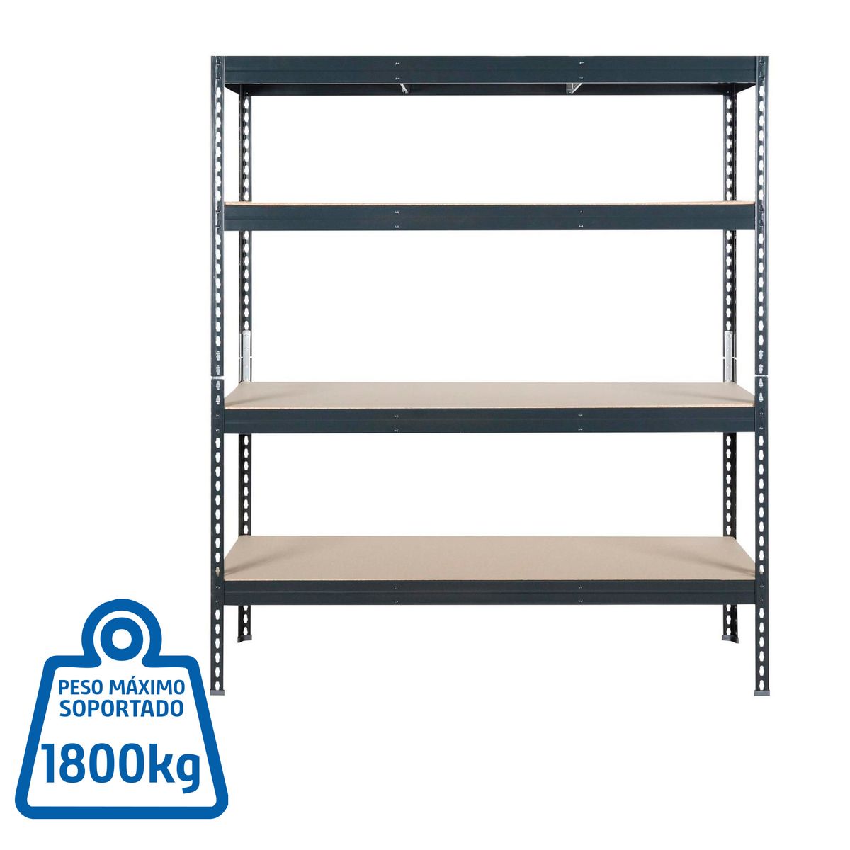 Estante de metal negro 4 niveles 150 x 176 x 60 cm, marca Fixser - Foto Principal