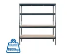 Estante de metal negro 4 niveles 150 x 176 x 60 cm