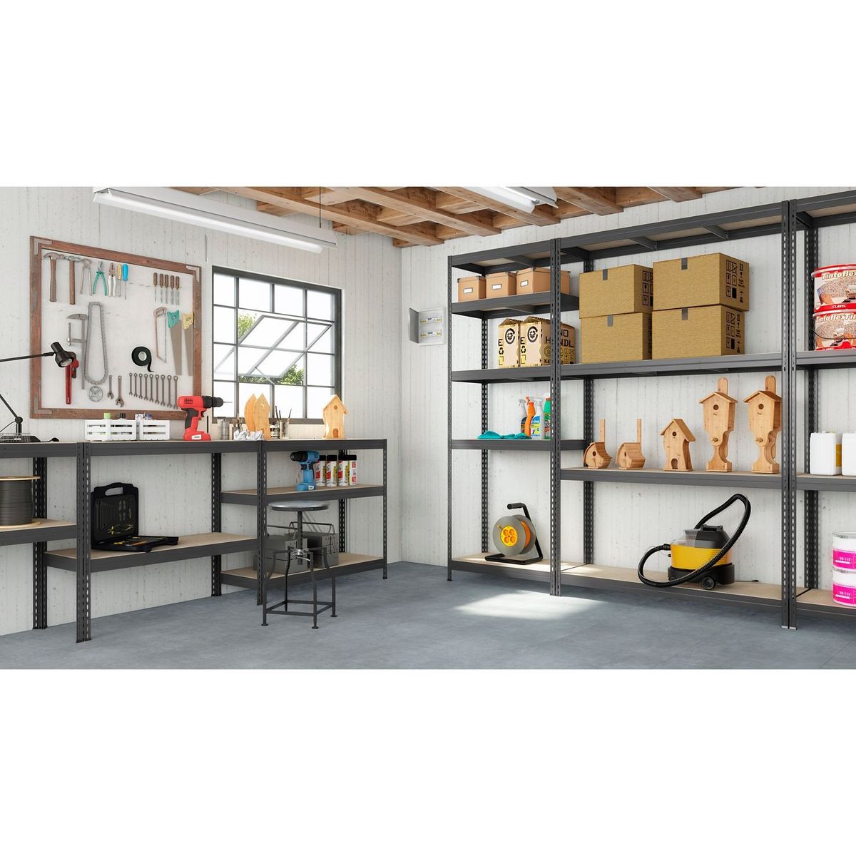 Fixser - Estante de metal cromado 4 Niveles 75 x 176 x 40 cm