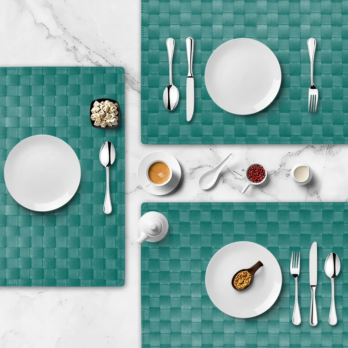 Just Home Collection - Individual PP diseño Tejido 30 X 43 cm turquesa