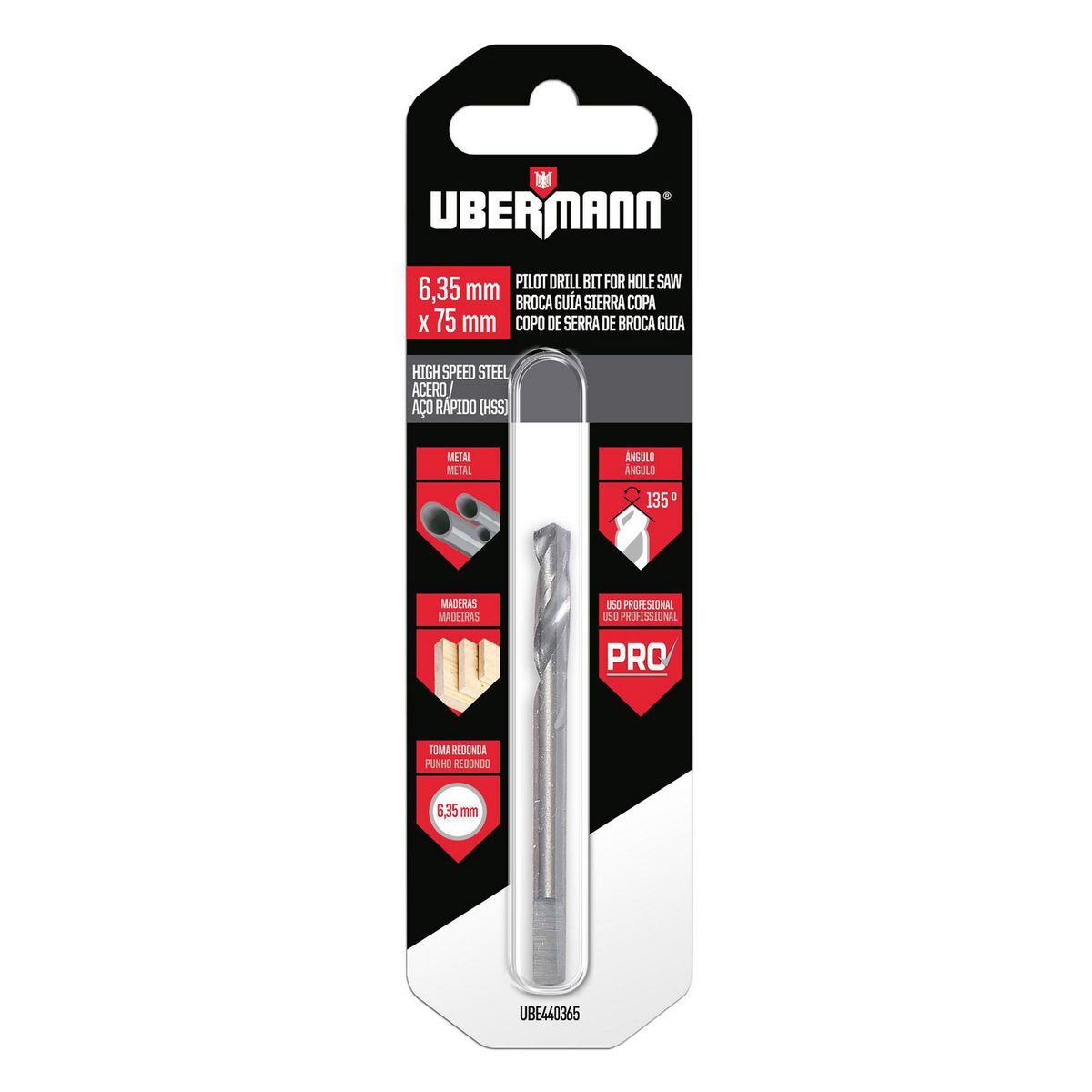 Broca Pilot Sierra De Agujero 6.35X75 Mm, marca Ubermann - Foto Principal