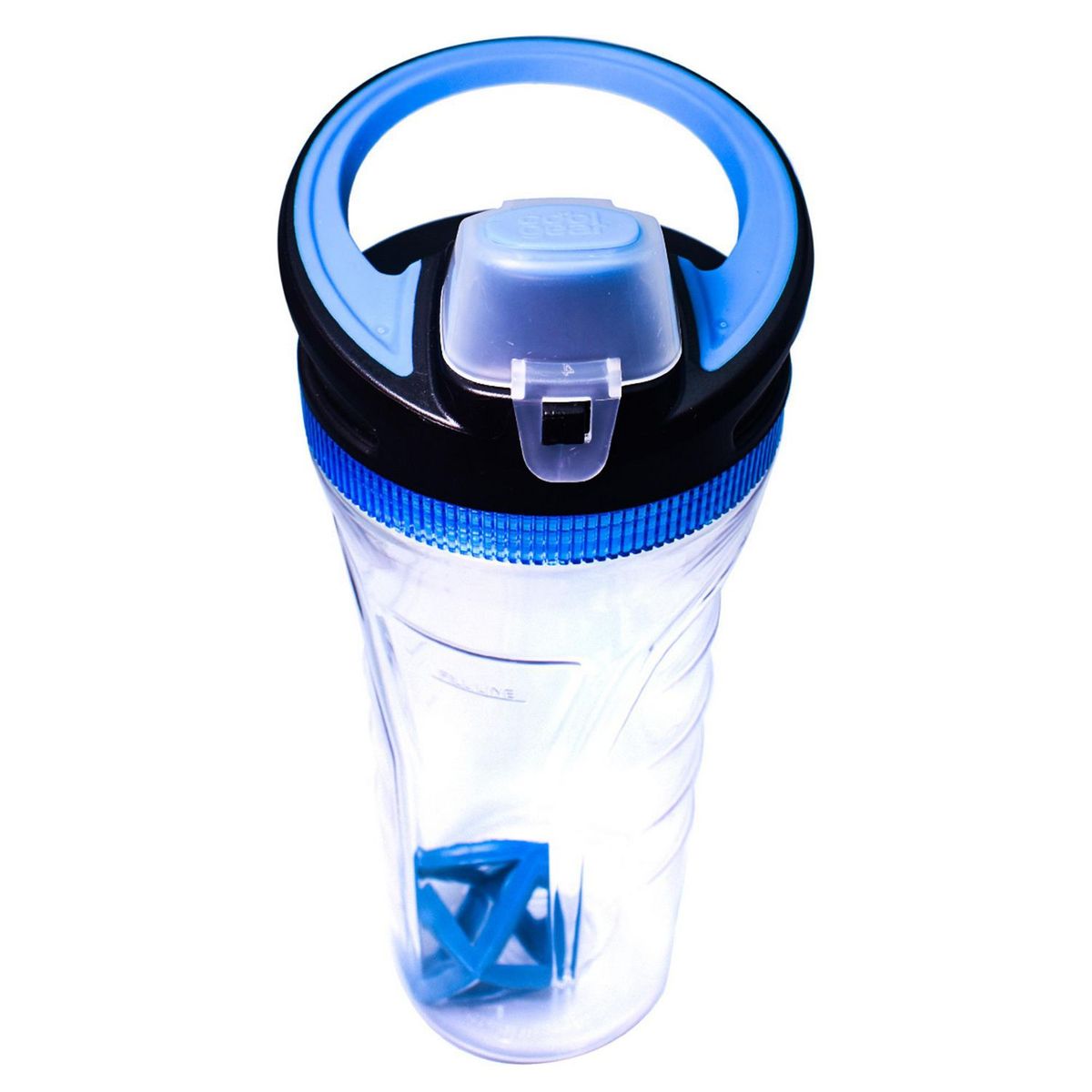 Cool Gear - Botella plástico azul con agitador para proteina 20 onzas