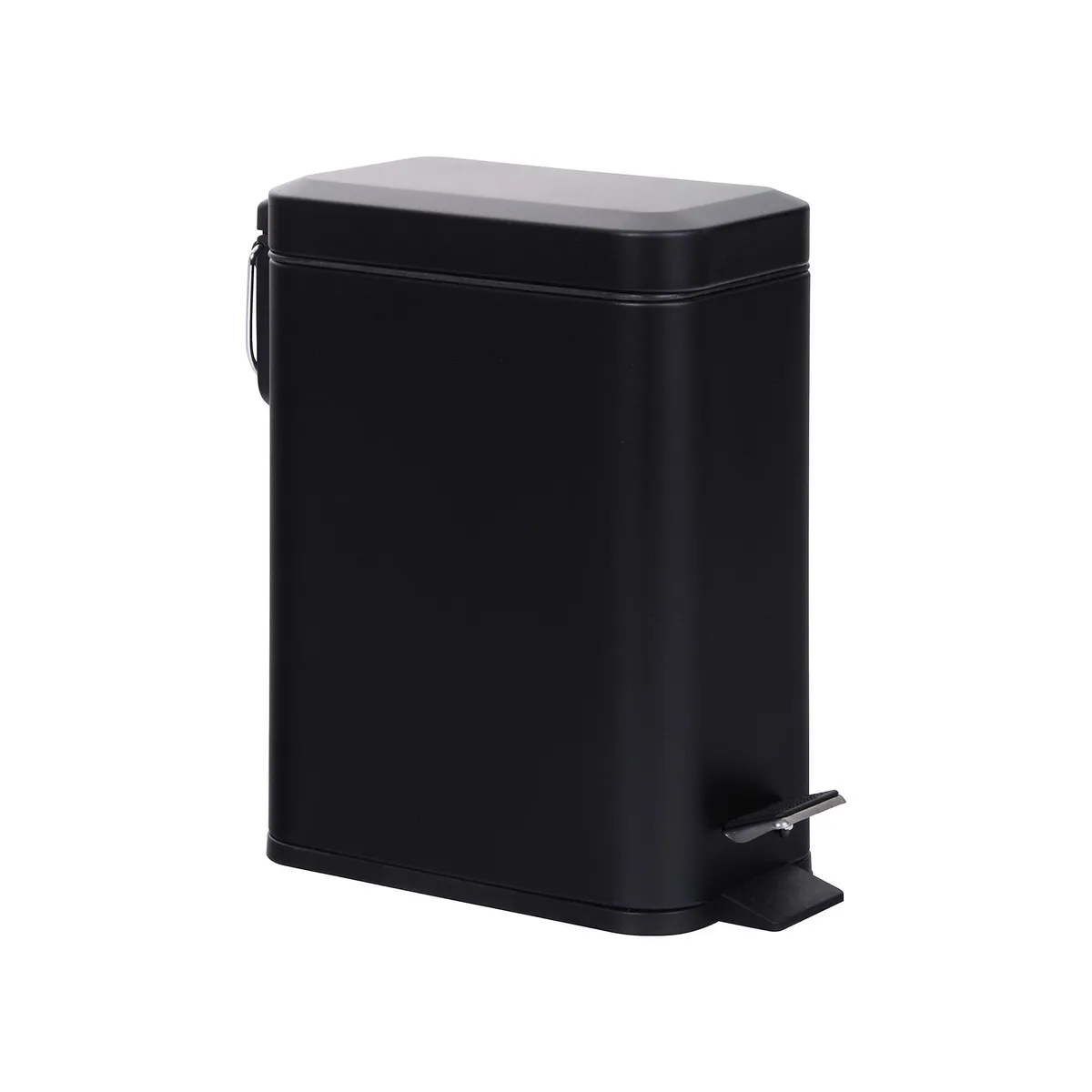 Just Home Collection - Bote de Basura Diseño Metálico con Pedal de 6L Negro