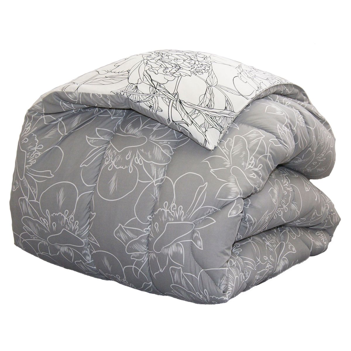 Just Home Collection - Edredón Individual Reversible Taru con Fundas Gris