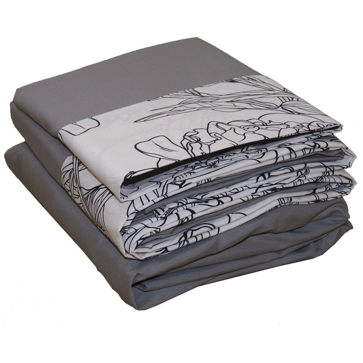 Juego de Sábanas Queen Size Taru Gris, marca Just Home Collection - Foto Principal