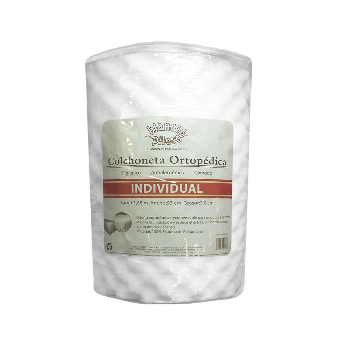 Colchoneta Ortopédica Individual, marca Blancos Pileso - Foto 2