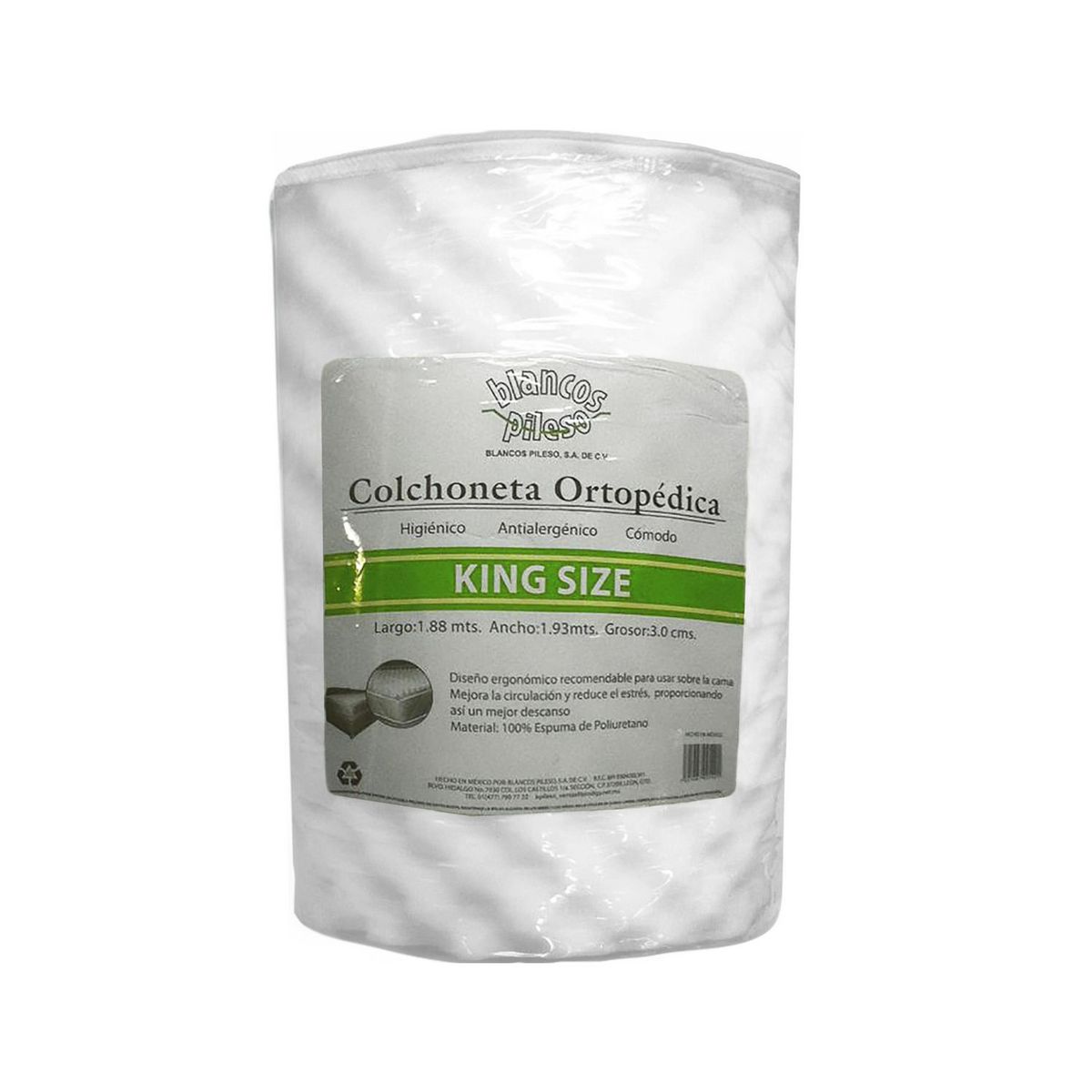 Colchoneta Ortopédica King Size, marca Blancos Pileso - Foto 2