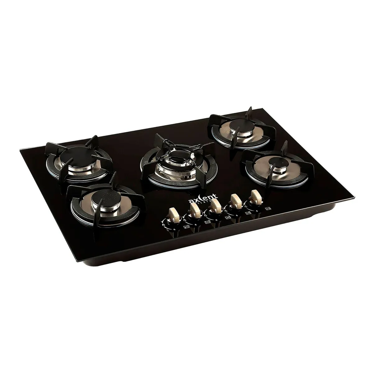 Axcent - Parrilla de Vidrio Templado con 5 Quemadores Encendido Electronico
