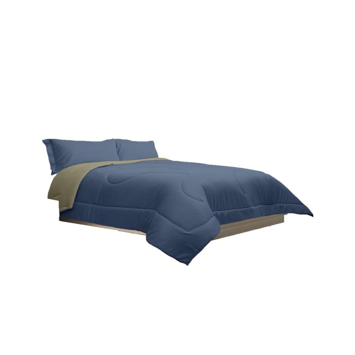 Spring Air - Edredón Individual Reversible Azul/ Caqui