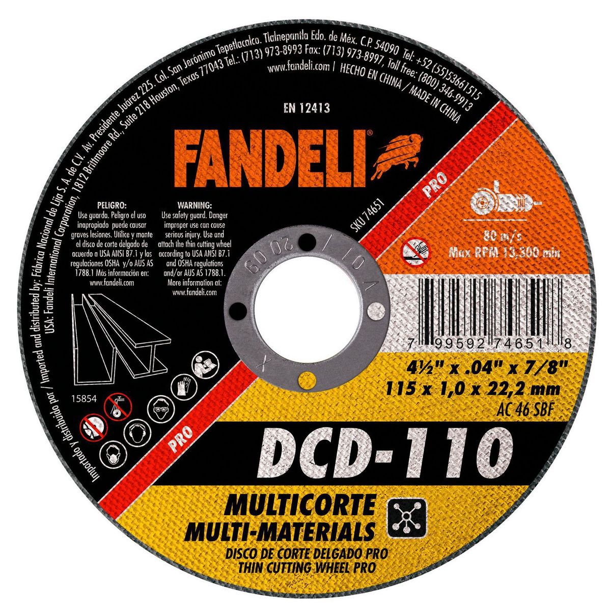 Fandeli - Disco corte delgado multicorte 4 1/2