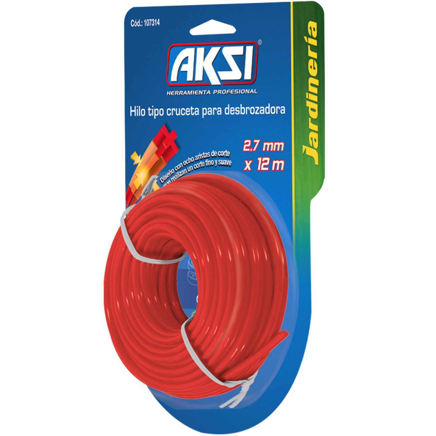 Aksi - Hilo en cruz p/desbrozadora de 2.7 mm. x 12 m.