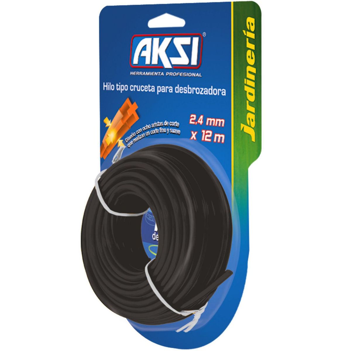 Aksi - Hilo en cruz p/desbrozadora de 3.7 mm. x 12 m.