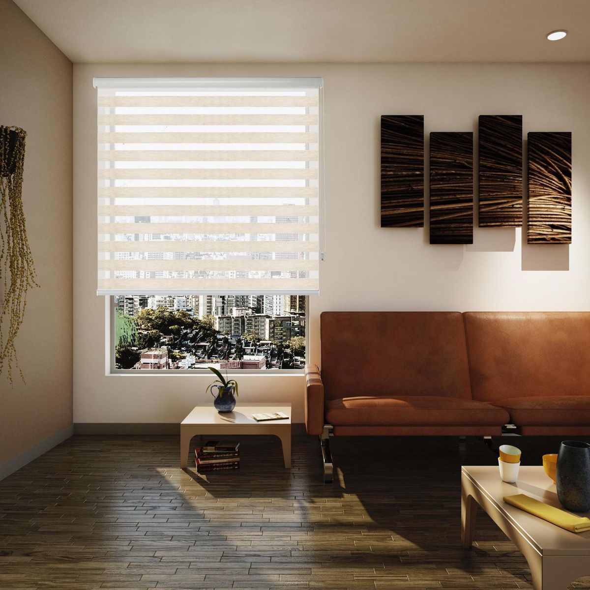 Persiana enrollable duo lino 100x220, marca Just Home Collection - Foto 2