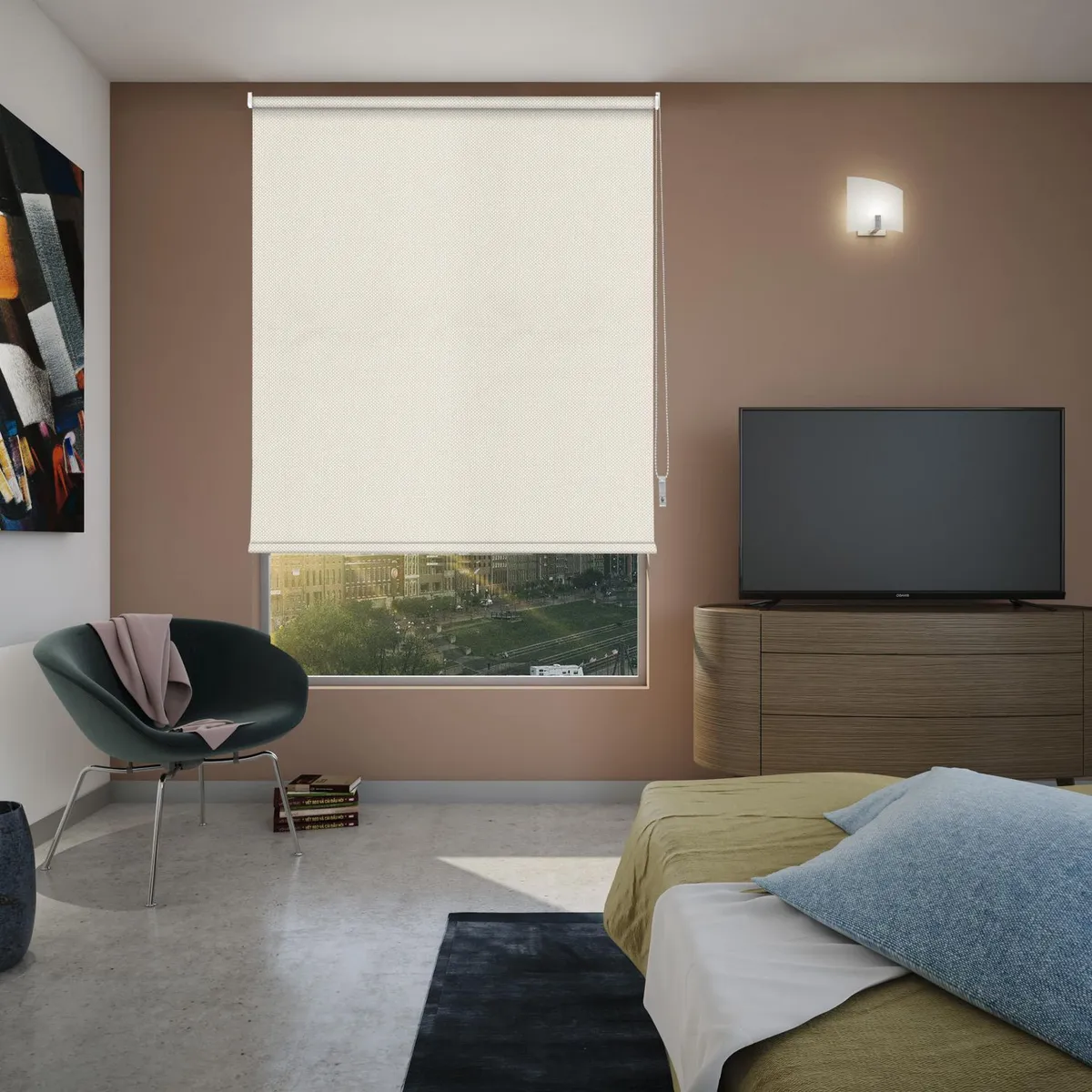 Just Home Collection - Persiana enrollable screen marfil 120x180
