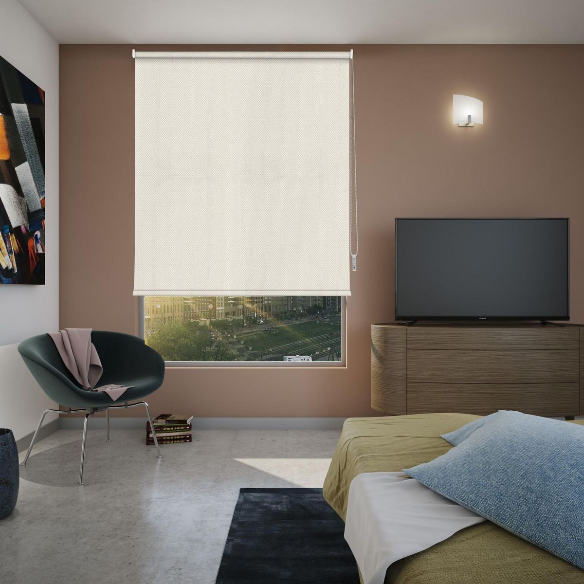 Just Home Collection - Persiana enrollable screen marfil 180 x 180 cm