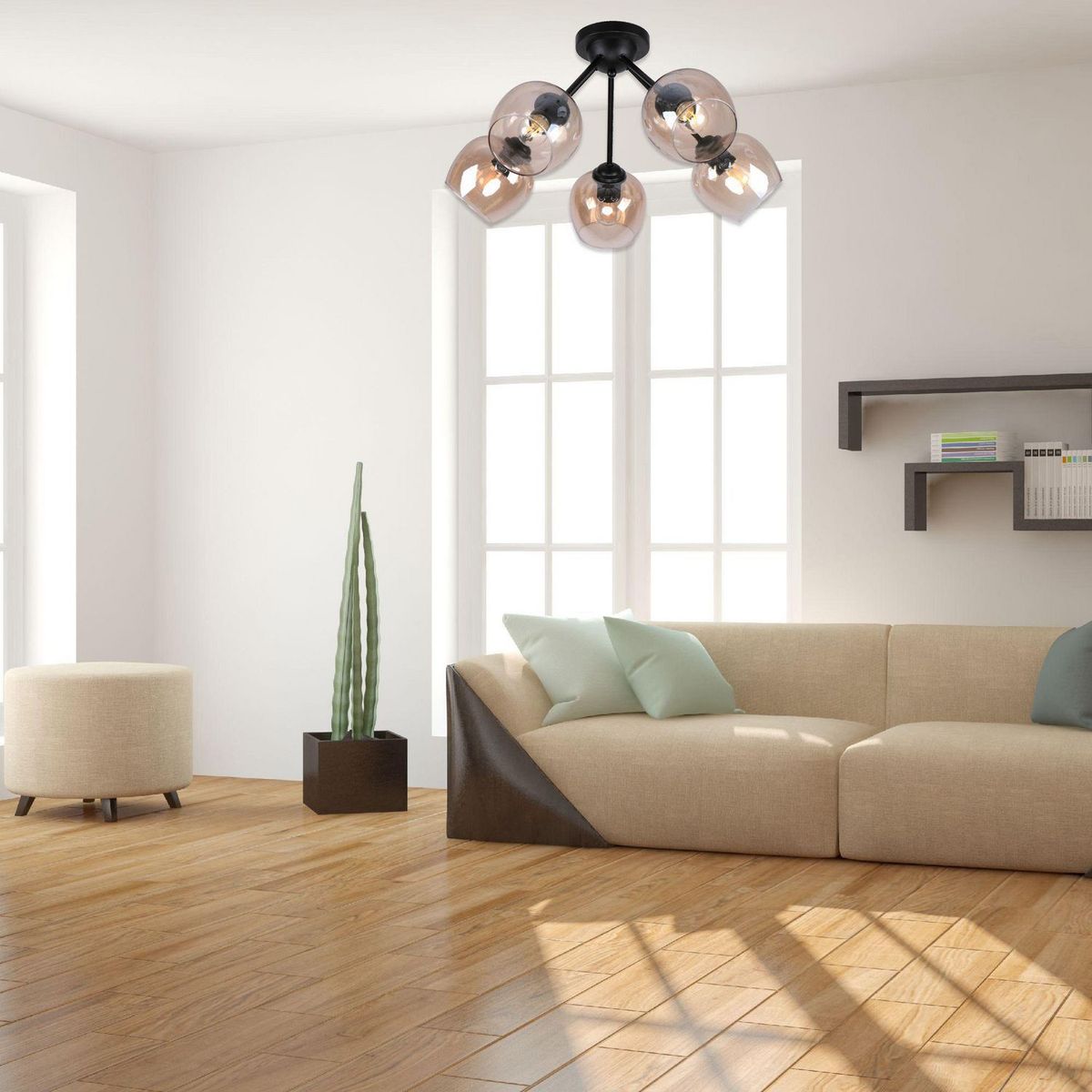 Ikelite Design - Lampara Techo Acero 5 Luces E27