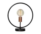 Lámpara de Mesa Circular Negro 1 Luz E27 40W