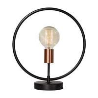 Lámpara de Mesa Circular Negro 1 Luz E27 40W
