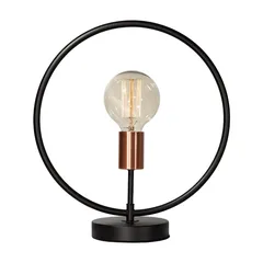 Lámpara de Mesa Circular Negro 1 Luz E27 40W