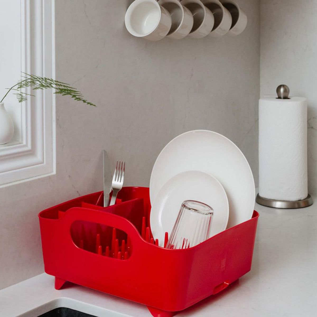 Umbra - Escurridor de trastes Tub Rojo