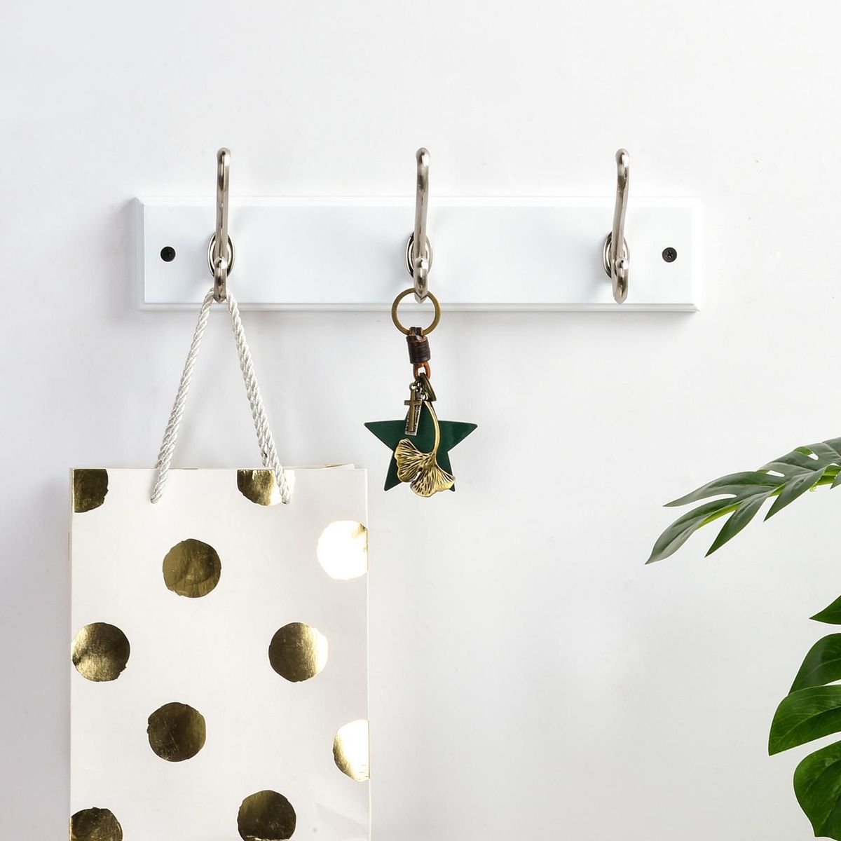 Just Home Collection - Perchero pared 3 ganchos blanco