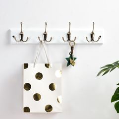 Perchero pared 4 ganchos blanco