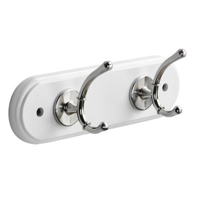 Perchero pared 2 ganchos blanco