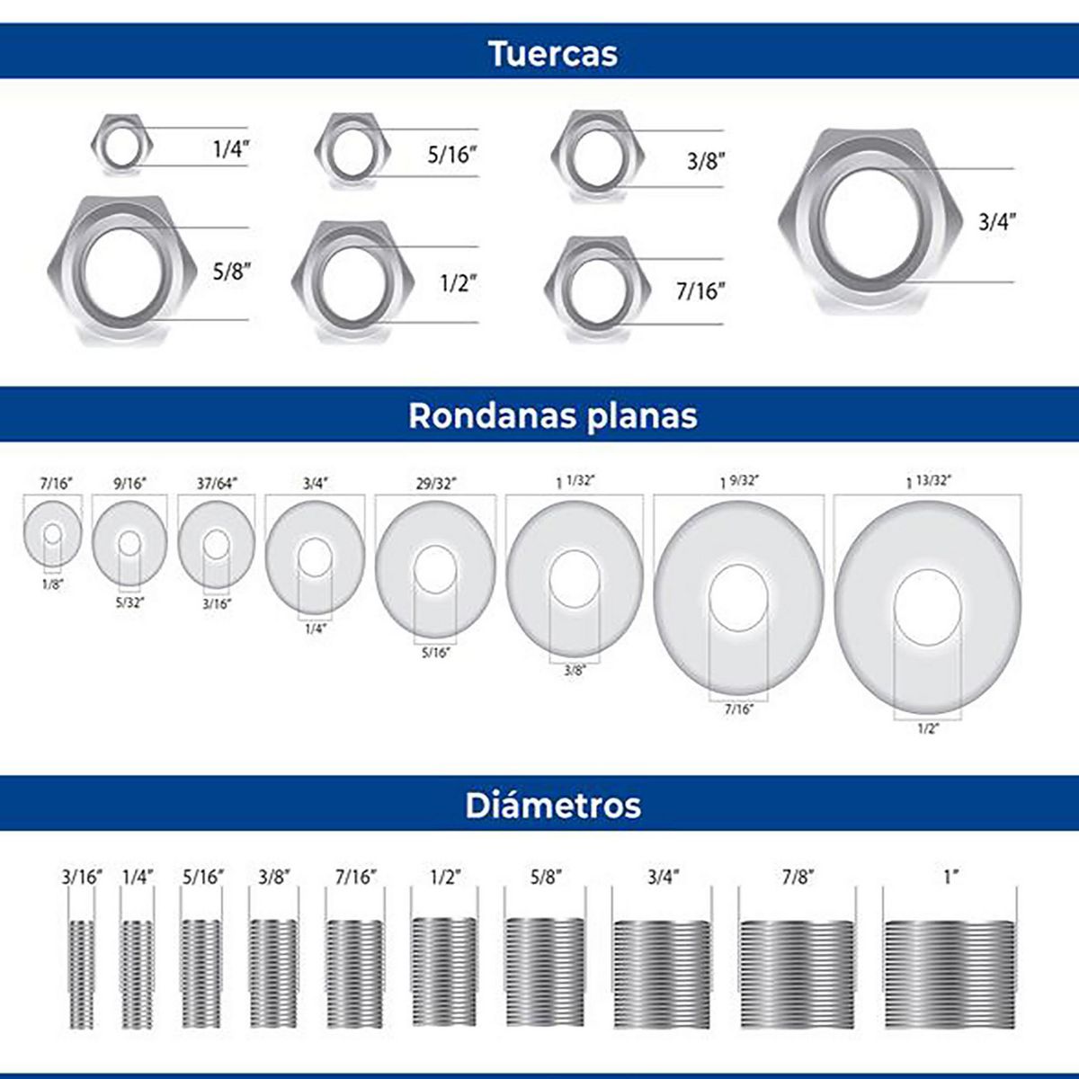 Fixser - Tuerca hex galv 3/8x0 bp2 6pzs