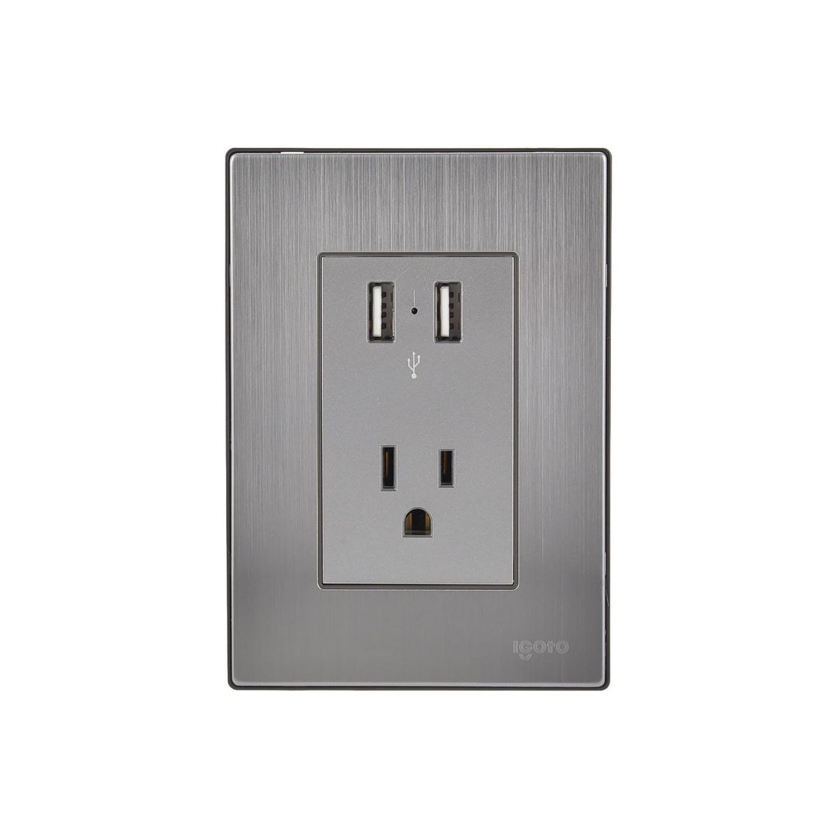 Igoto - Placa Inox 2 Tomas Usb De 2,1A Y 1 Cont