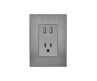 Placa Inox 2 Tomas Usb De 2,1A Y 1 Cont