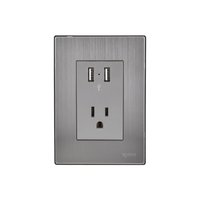 Placa Inox 2 Tomas Usb De 2,1A Y 1 Cont