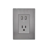 Placa Inox 2 Tomas Usb De 2,1A Y 1 Cont