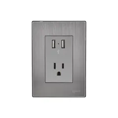 Placa Inox 2 Tomas Usb De 2,1A Y 1 Cont